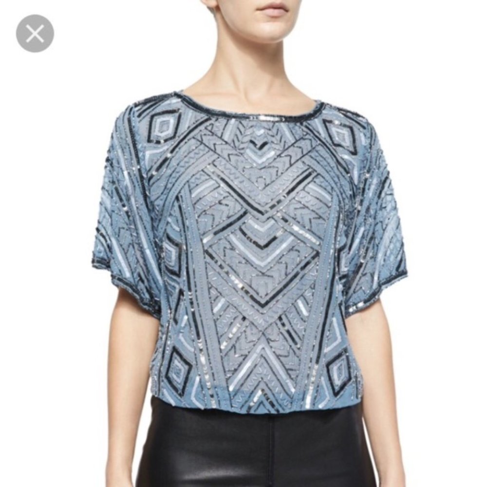 NWOT Blue Sequin Parker Blouse
